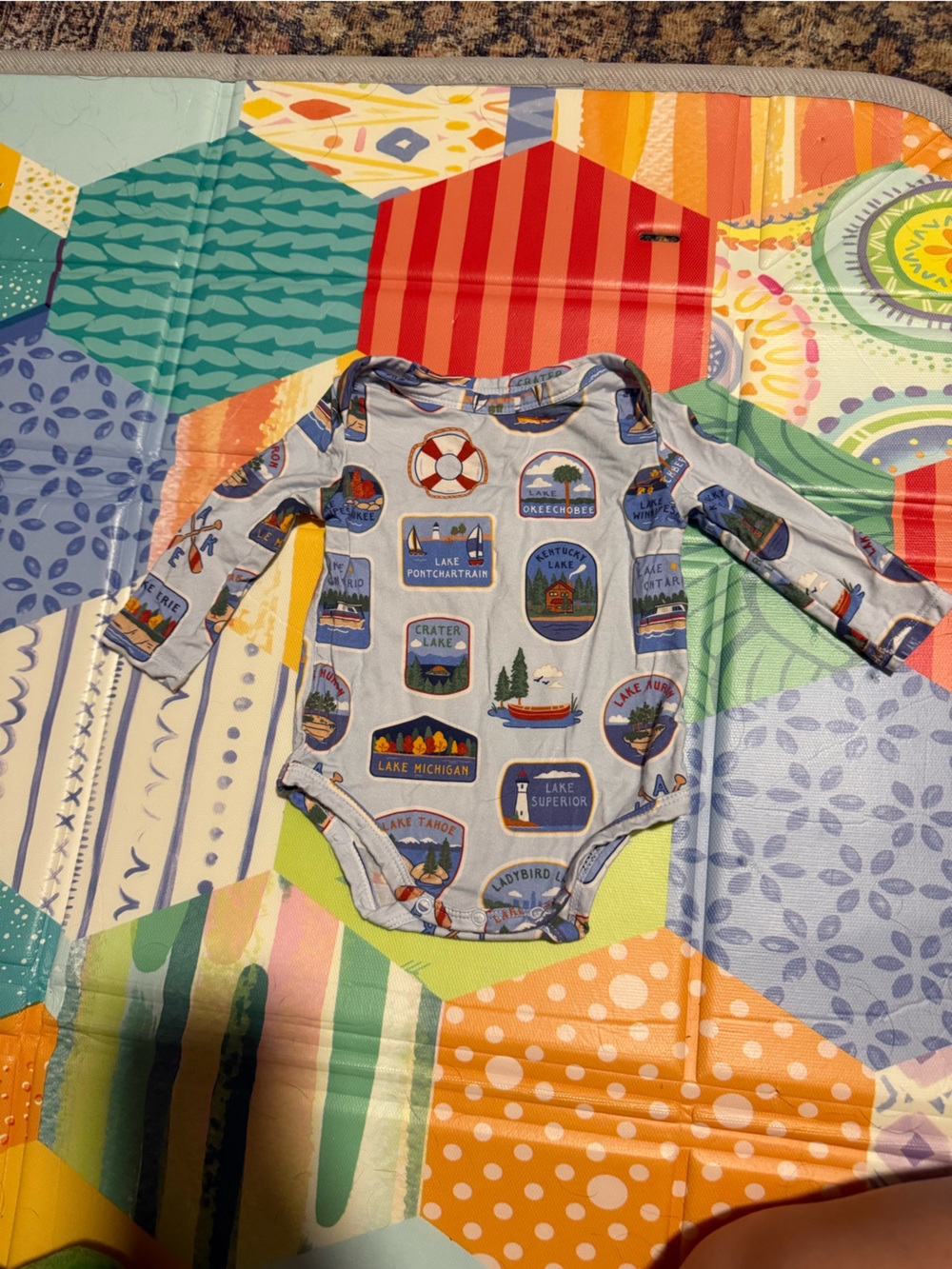 Angel Dear Light Blue Printed Long Sleeve Bodysuit